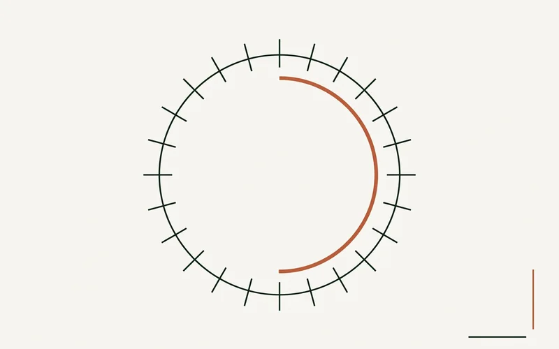 Abstract diagram of a twenty-four hour cycle drawn as hairline ledger marks