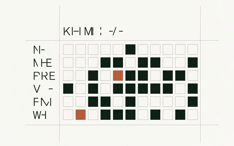 Abstract grid of evening time slots marked as available and unavailable