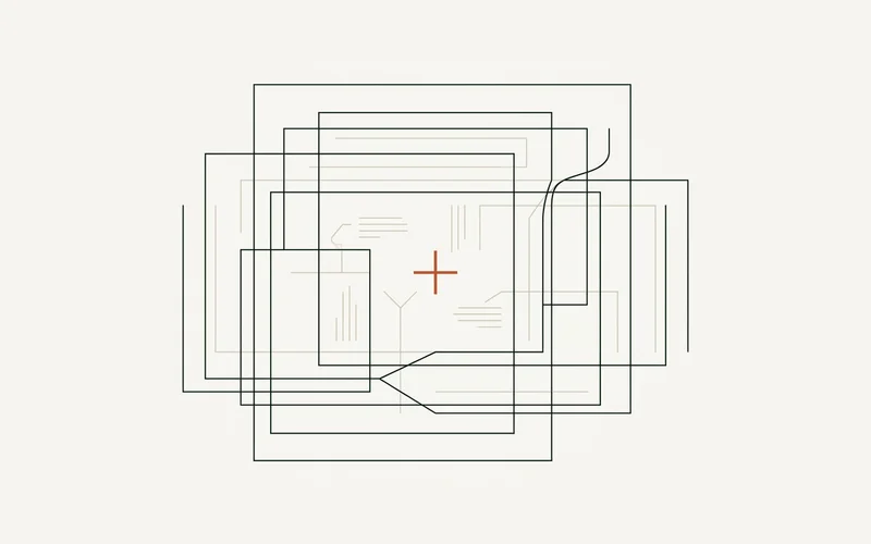 Abstract line diagram of five municipal areas drawn as one continuous metro outline