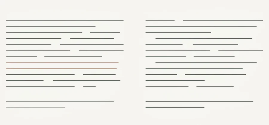 Abstract line drawing of an open reference page as two hairline-ruled columns of typographic marks
